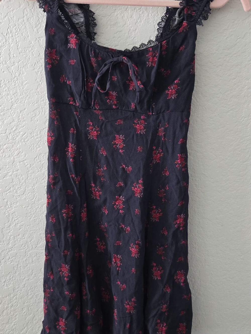 wild fable Black Slip Dress with Pink Floral Print